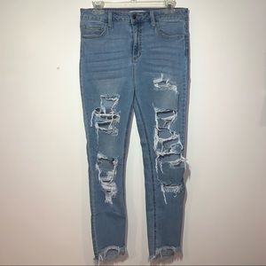 High Waist Ripped Skinny Jeans